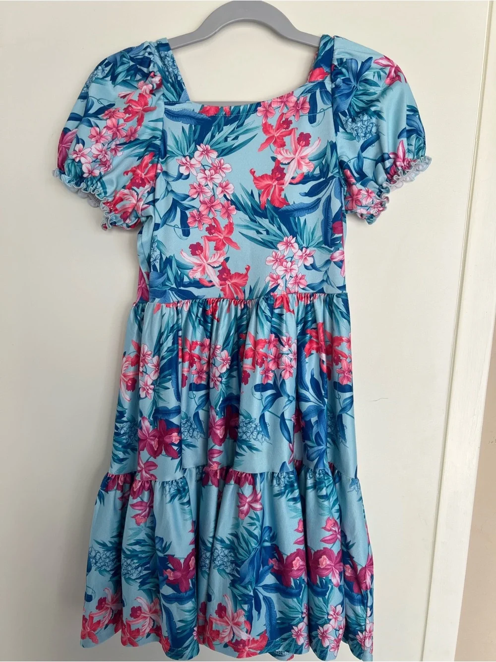 Tommy Bahama Light Blue Tropical Floral Puff-Sleeve Dress - Picture 3 of 4